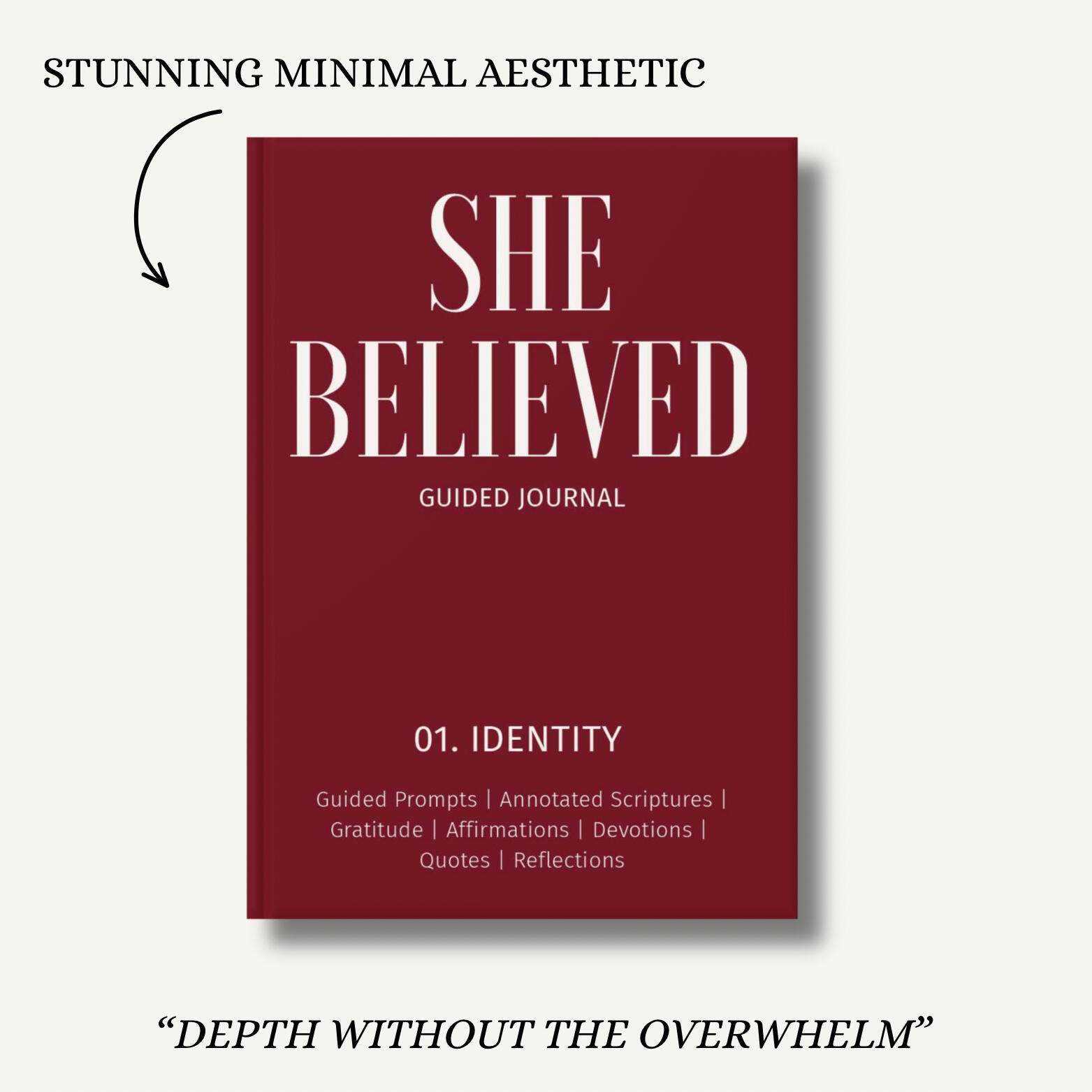 She Believed Christian women's guided Identity Journal Red Identity Journal front